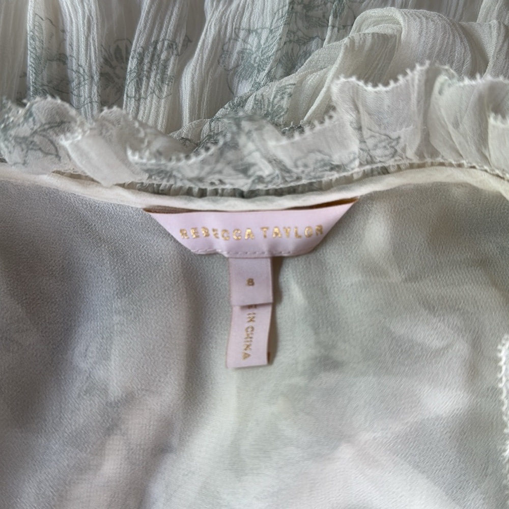 Rebecca Taylor smocked waist silk toile midi dress long sleeved EUC size 8 - Picture 11 of 16